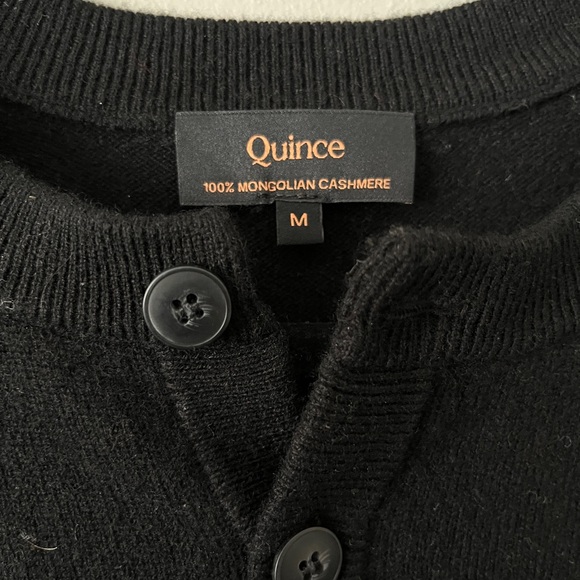 Quince Mongolian Cashmere Henley Sweater in Black - Picture 3 of 8